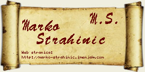 Marko Strahinić vizit kartica